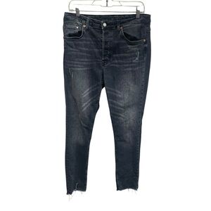 H&M skinny ankle high waist skinny jeans black buttonfly size 33